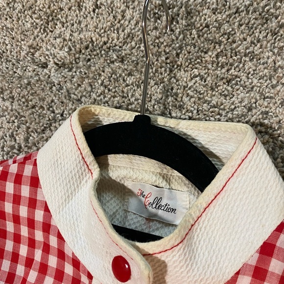 VINTAGE 60’s Shirtwaist Dress Gingham High Neck Long Sleeve A-Line Midi Length - Picture 3 of 5